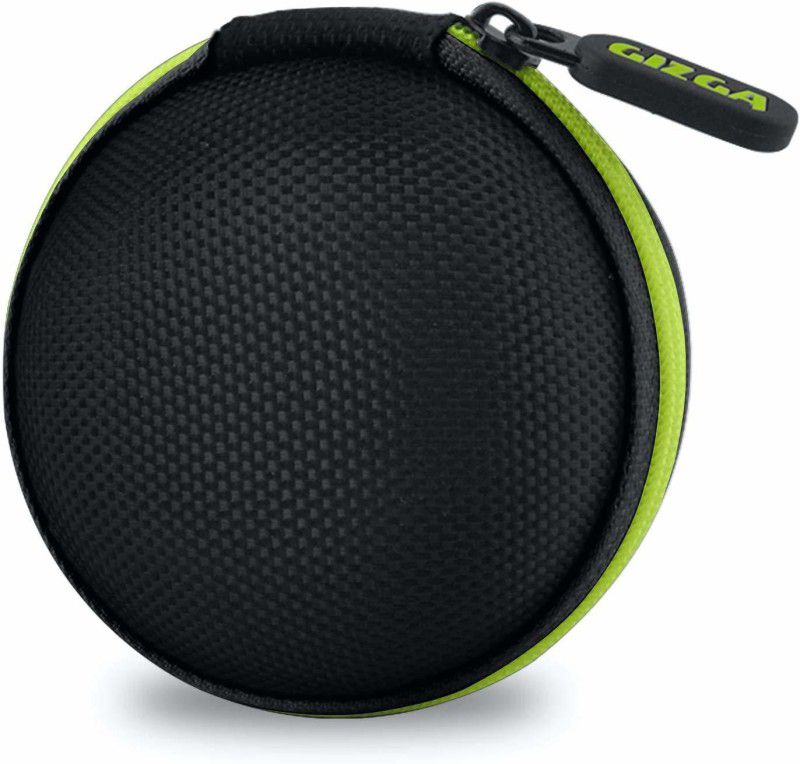 Gizga Essentials Nylon Zipper Headphone Case  (Black, Green)