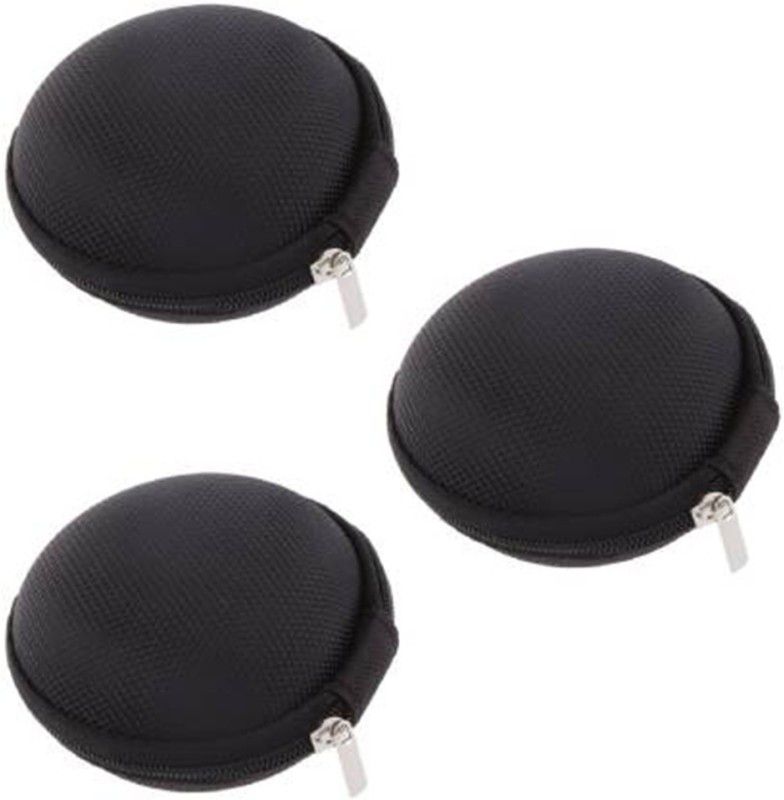ShopyBucket Leather Zipper Headphone Pouch  (Black)