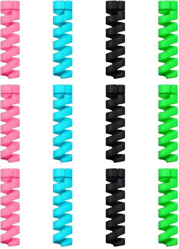 TOTU Universal Spiral Multipurpose Spiral Spring Style Silicone Twister Savior Set of 3 (12 Pieces) Cable Protector  (Multi Color)