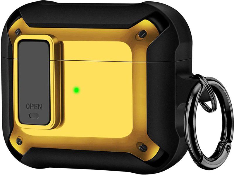 UNQMobi Fiber Press Stud Headphone Case  (Yellow, Black)