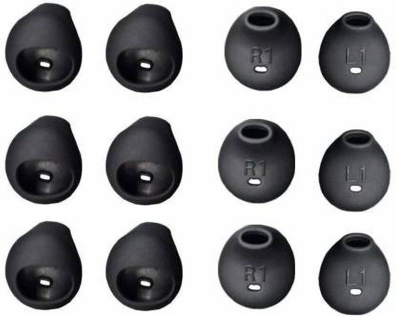 BBS TECH New(12 Pieces, 6 Pair) Earbud Anti-Slip Covers Silicone Ear Tips Replacement Ear Gels Buds for Earbuds, White Color In The Ear Headphone Cushion  (Pack of 12, Black)