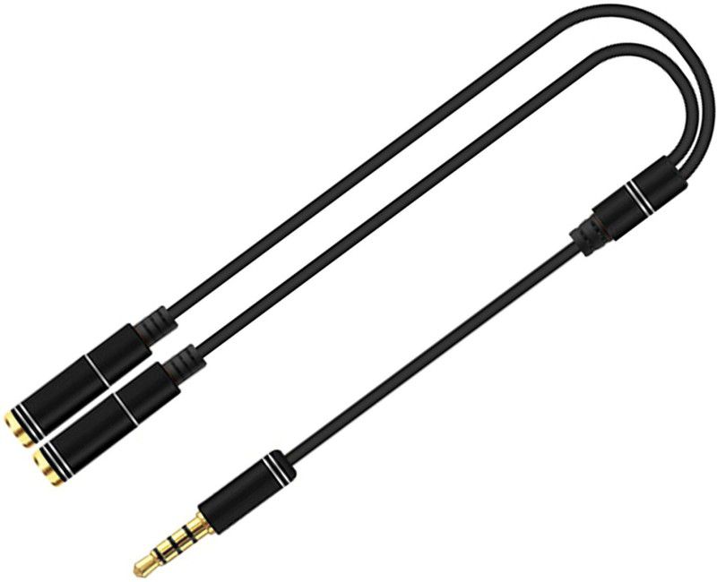 Pitambara Black Headphone Mic Audio Y Splitter with Separate Headset/Microphone Plugs Headphone Splitter Phone Converter  (Android, iOS)