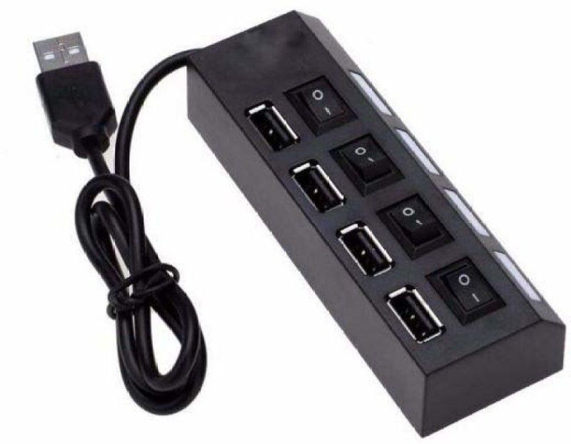 ANY KART Multifunctional 4 port usb adaptor with ON/OFF Switch Multifunctional 4 port usb adaptor with ON/OFF Switch USB Hub  (Black)