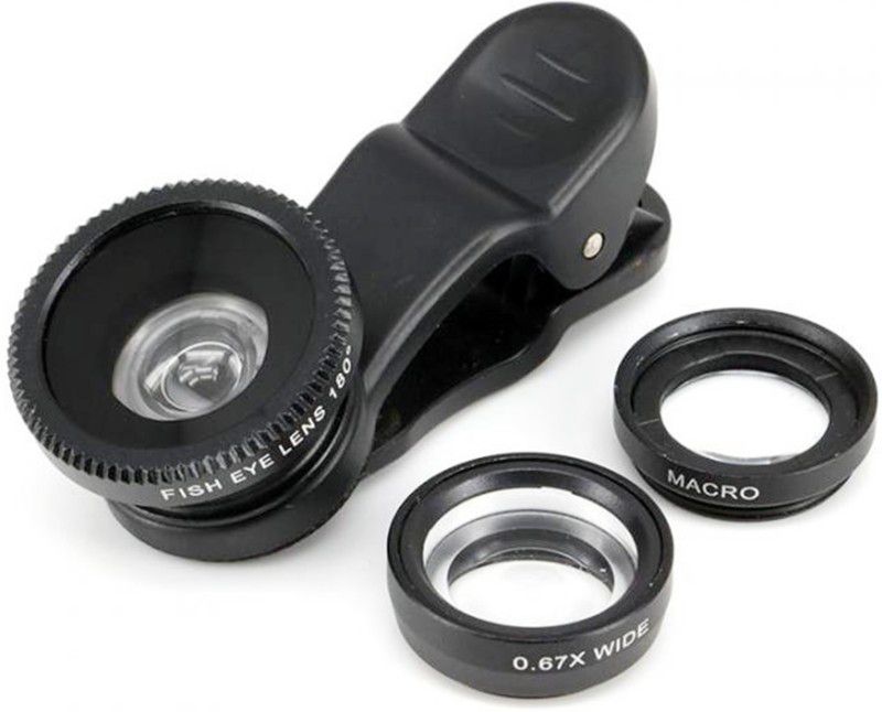 SCORIA Universal 3 in 1 Cell Phone Camera Lens Kit - Fish Eye Lens / 2 in 1 Macro Lens & Wide Angle Lens / Universal Clip Mobile Phone Lens