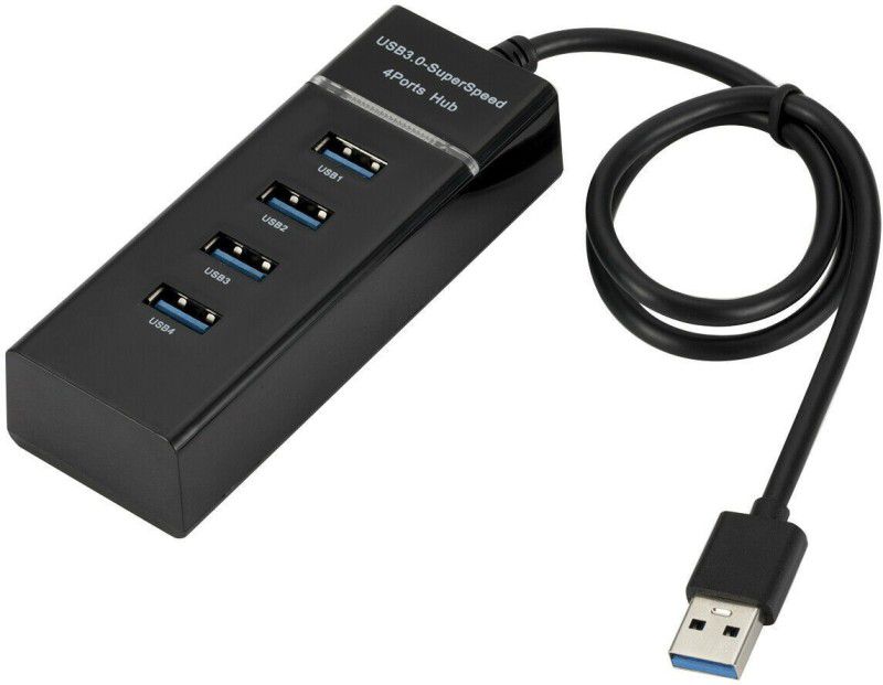 RHONNIUM Portable Mini USB Expander 4 Port USB 2.0 Hub-X23 Docking Station  (Black)