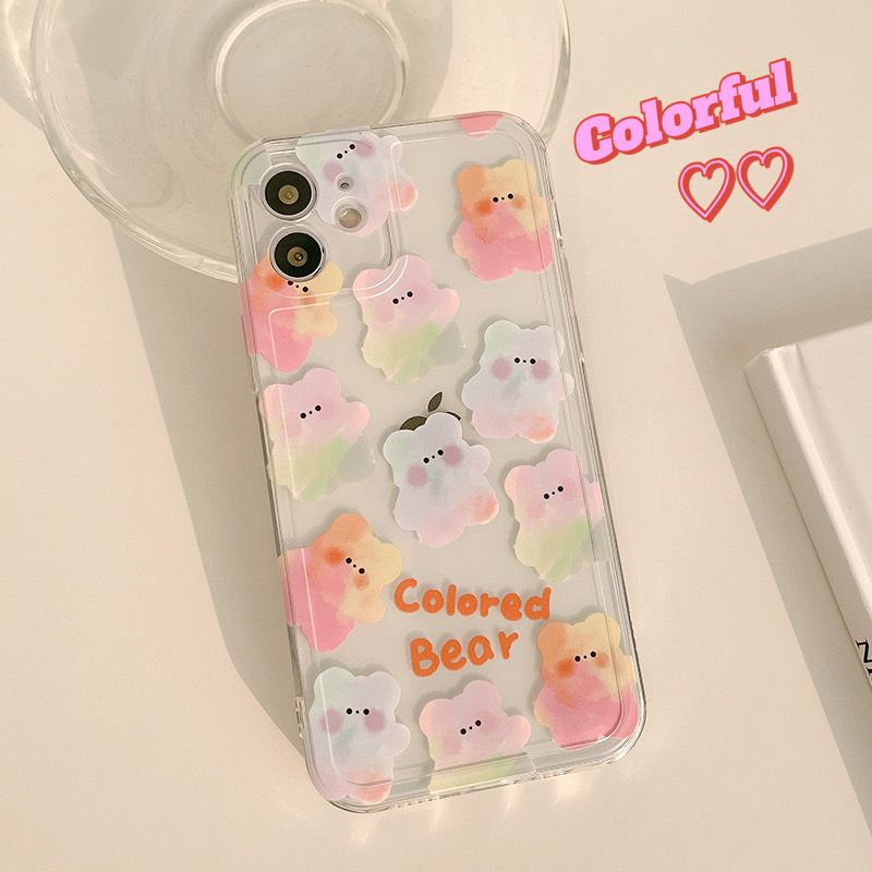 Colored Bear Case Transparent Soft Cover