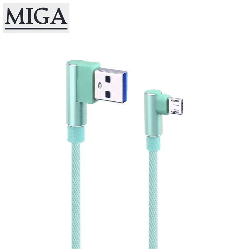 1M Right Angle USB Micro Cable Braided USB 2.4 A to 90 Degree Data Cable Fast Charger Cable Cord for Universal Android Phone