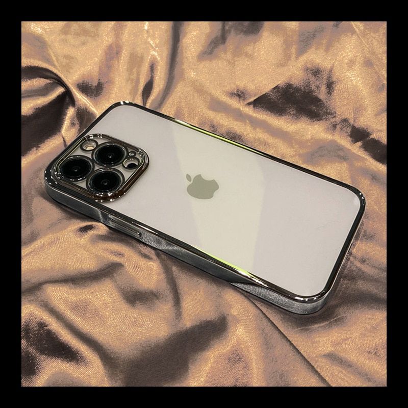 Luxury Plating Square Frame Clear Phone Case For iPhone 13 12 11 Pro Max Mini X XS XR 7 8 Plus SE Transparent TPU Silicone Cover