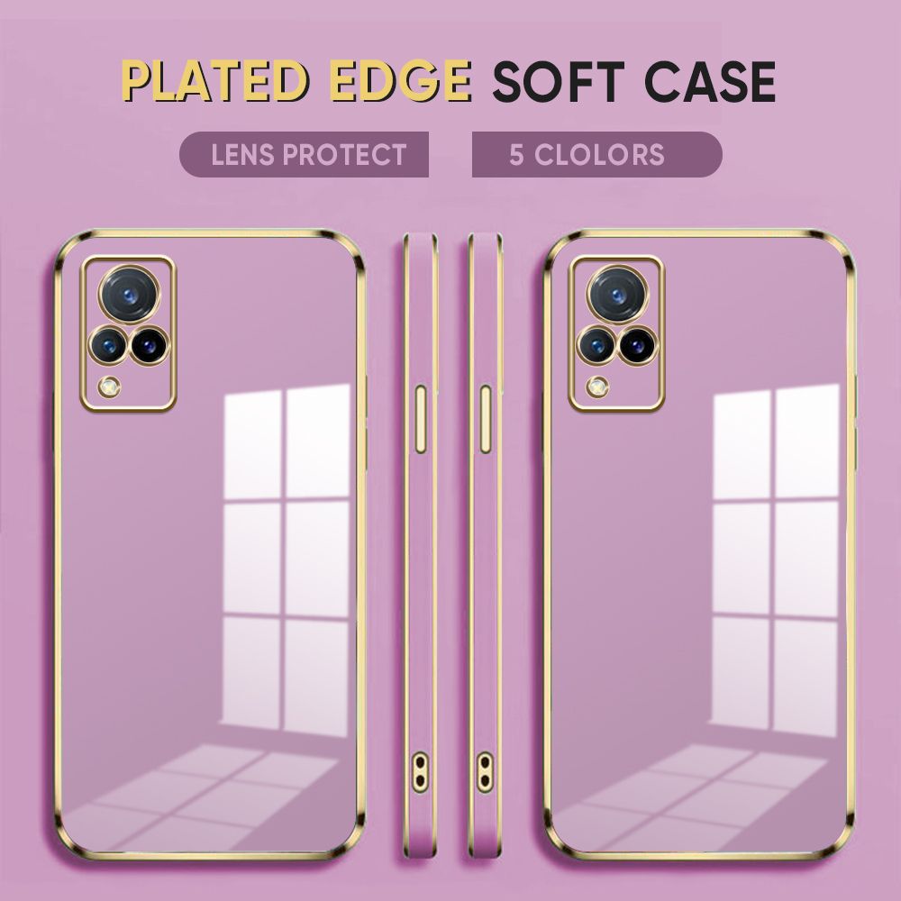 Luxury 6D Plating Case for Vivo V21 5G / 4G Back Cover Soft Silicone Square Frame Shiny Bling Phone Cases