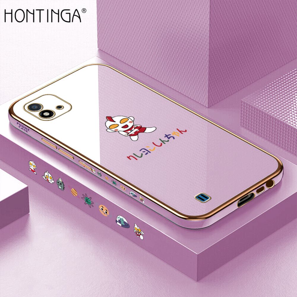 Hontinga for Realme C20 C20A C11 2021 Case Luxury 6D Plating Cartoon Anime Hero Side Pattern Soft Back Cover Silicone Square Phone Cases
