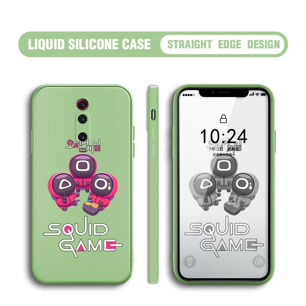 UCUC for Xiaomi Redmi K20 Case Cute Cartoon Cute Squid Character Phone Cover Square Liquid Silicone Shockproof Phone Protective Case