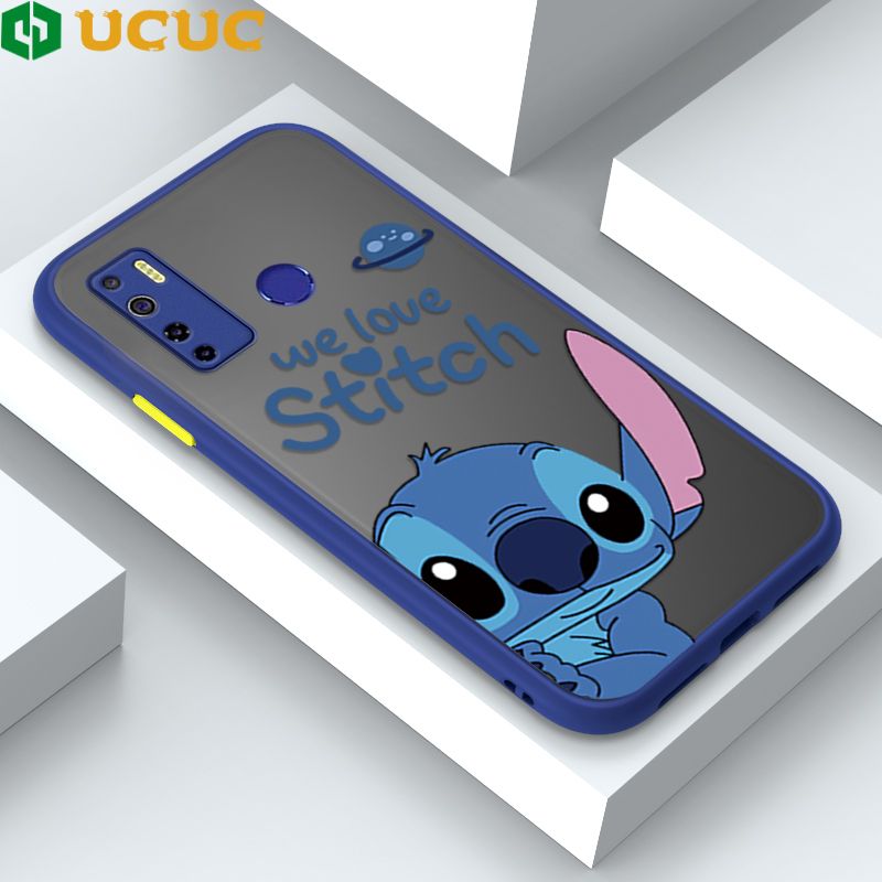UCUC for Tecno Camon 15 Back Cover Peeping Stitch Frosted Transparent Hard Phone Case Thin Shockproof Full Cover Camera Protect Case