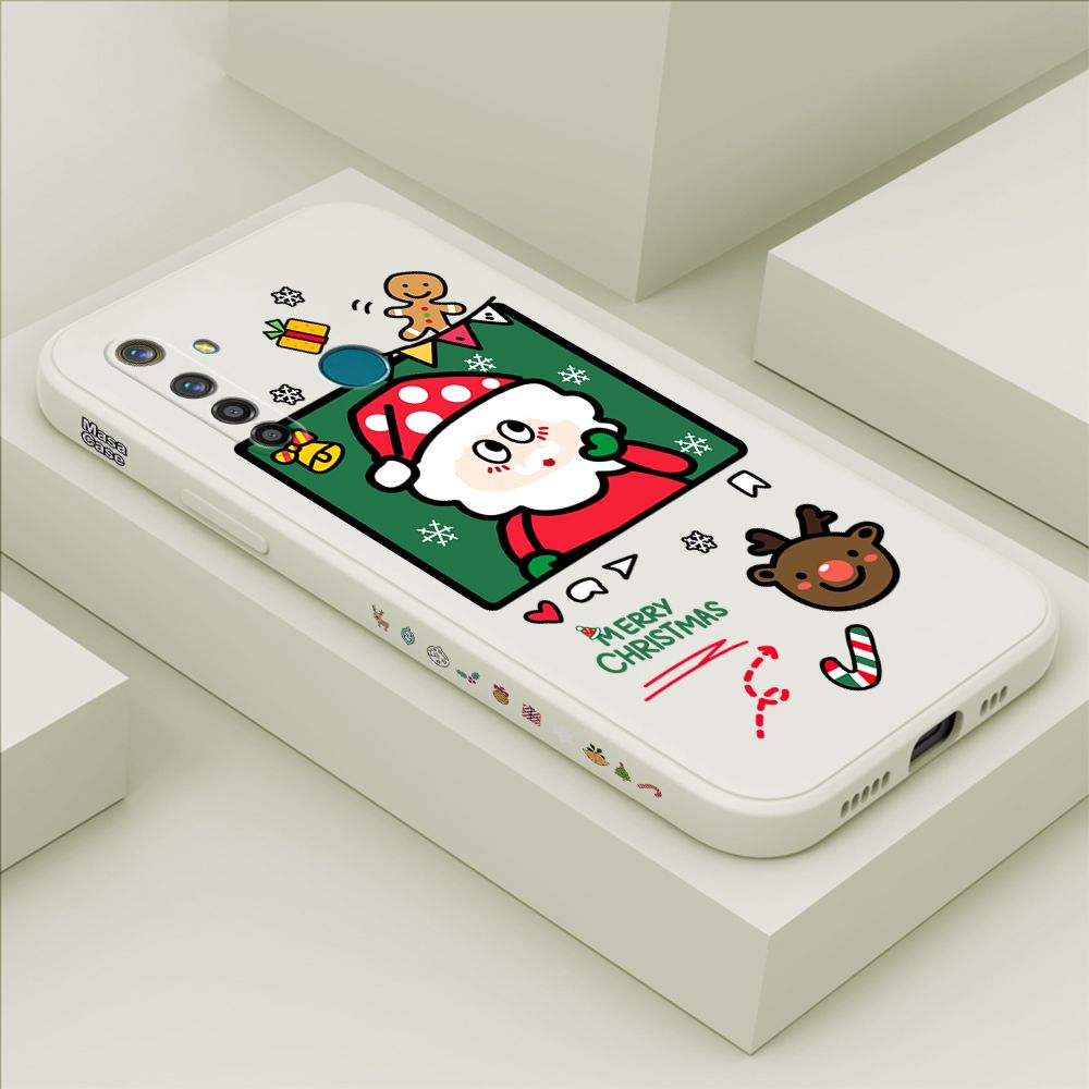ZeroQiQi for Realme 5 Pro Case Santa Claus Christmas Gifts Side Printing Cases Soft Liquid Silicone Phone Cover