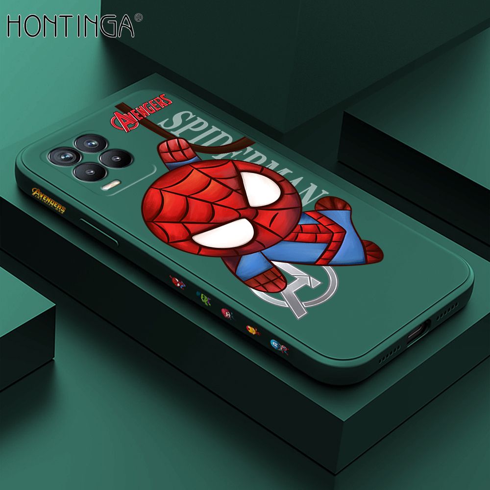 Hontinga for Realme 8 Pro Case Side Design Cartoon Little Spider Back Cover Soft Square Edge Pattern Liquid Silicone Trend Phone Cases