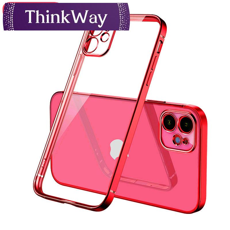 Luxury Classic Straight Edge Phone Case for IPhone 12 11  Pro Max Mini 7 8 Plus cases Soft TPU Clear Cover for IPhone XR X Xs Max SE  Plating Full Lens Protective Casing