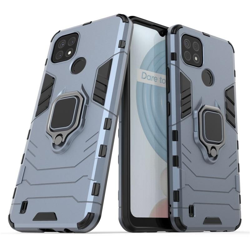 For Realme C21 Luxury Iron Man Hard Armor and Soft Silicone TPU Frame Phone Back Cover case