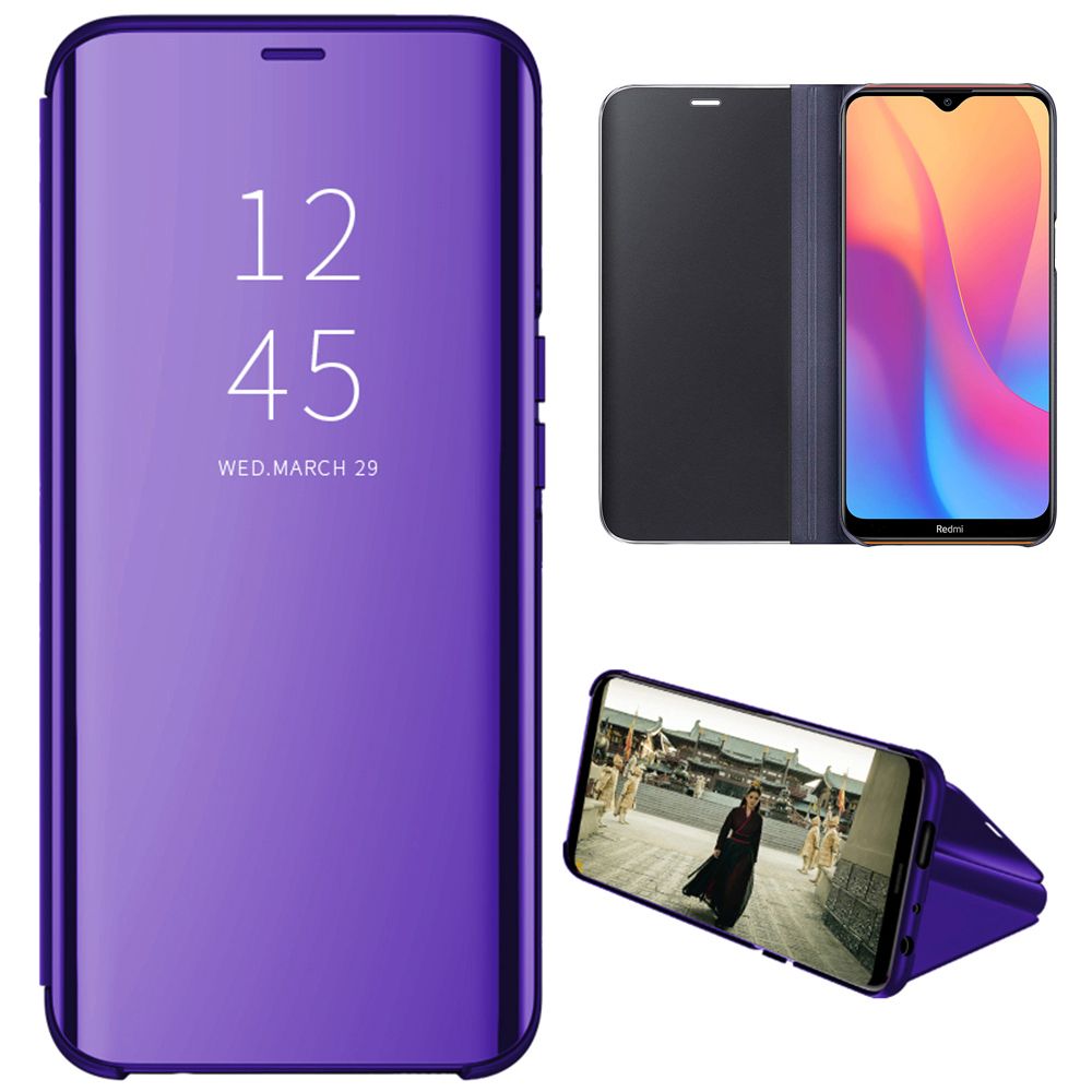 For Xiaomi Redmi 8A Mirror Plating Hard PC -PU Leather Semi-transparent Standing View Case Cover Mirror Plating Hard PC -PU Leather Semi-transparent Standing View Case Cover