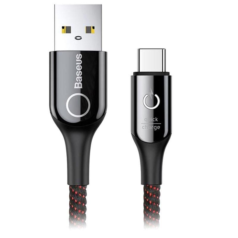 Baseus USB Type C Light Intelligent Power Off Charging Cable 1M – Black