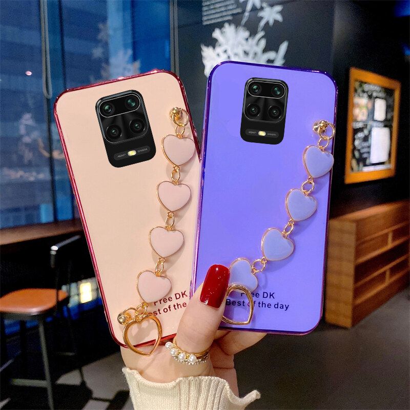 Phone case Redmi Note 9S Soft Case Transparent Plating Electroplating Shiny Cases + Love Bracelet For Redmi Note9S Cover Casing