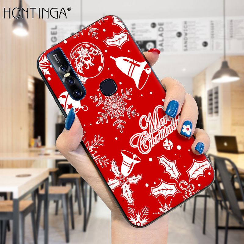 Hontinga for Vivo V15 Case Merry Christmas Gifts for Girls Boys Phone Cover Shockproof Soft Silicone TPU Cases