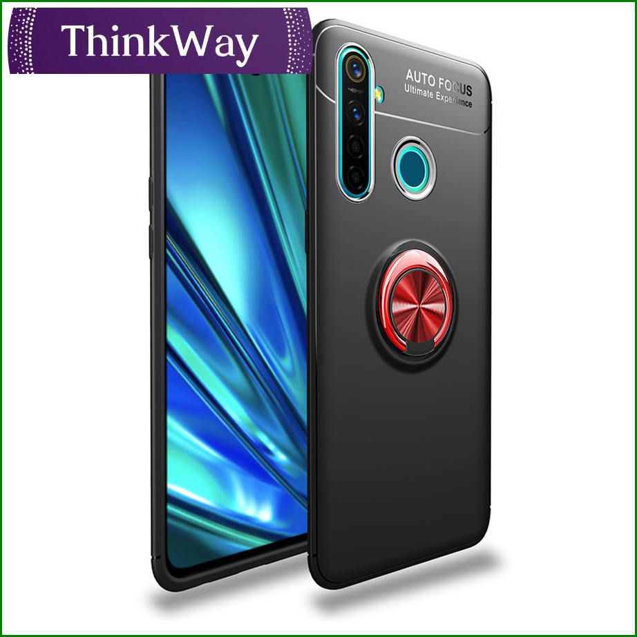 Case Soft TPU Silicone Protection Phone Casing With Magnetic Ring Bracket Back Cover For OPPO Realme5/Realme5i/Realme6i/Realme C3 with fingerprint hole & OPPO Realme5 Pro/Realme Q