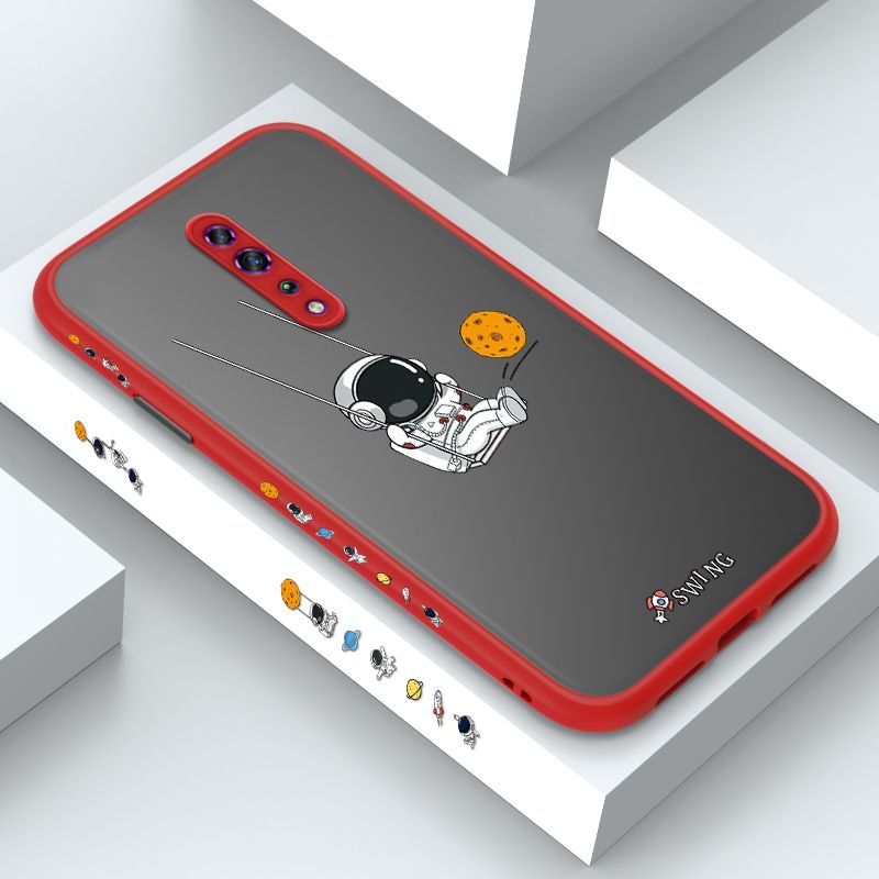 ZeroQiQi for OPPO Reno Z Case Astronaut Swinging Side Printing Cover Frosted Ultra Thin Protective Anti Fall Phone Case