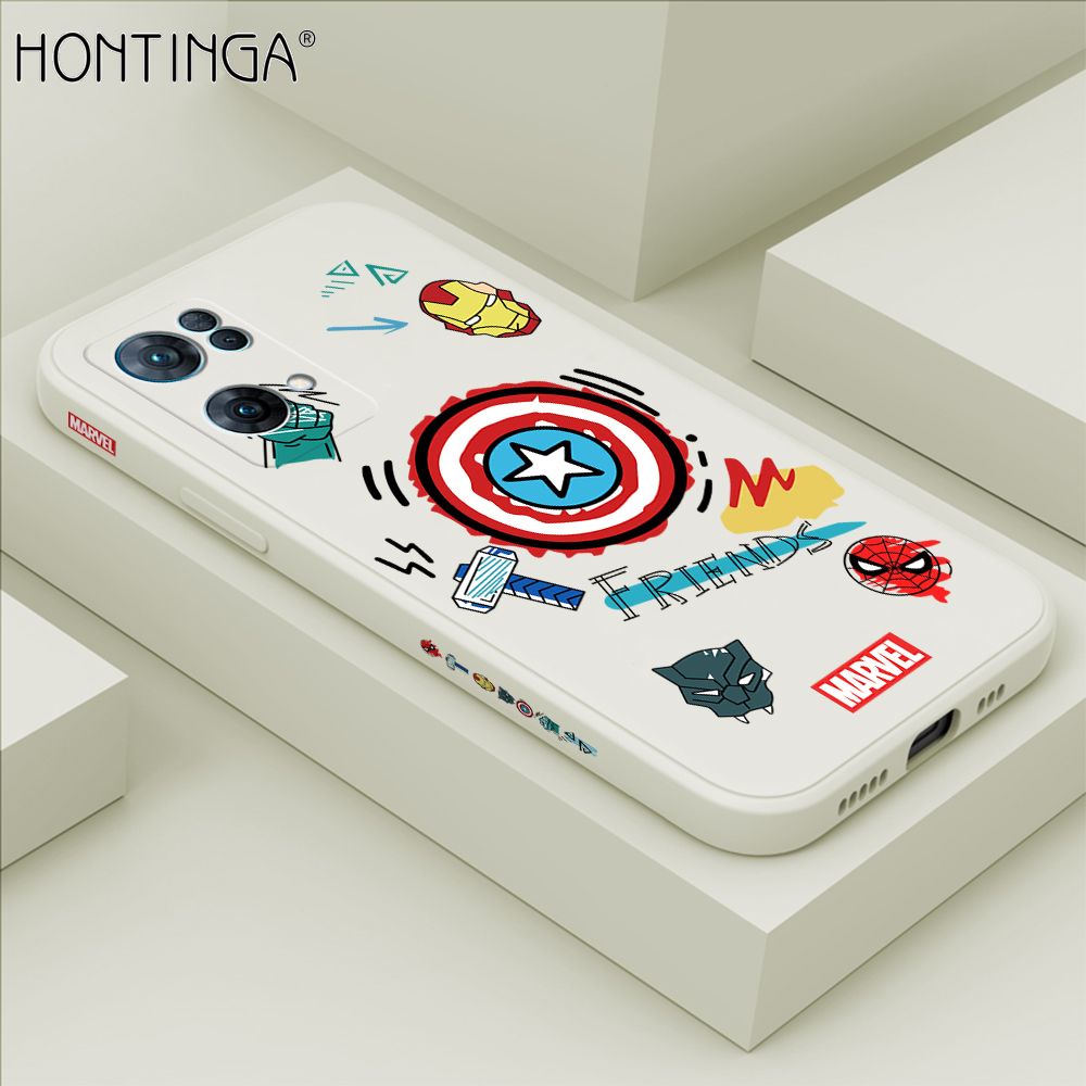Hontinga for OPPO Reno7 Pro 5G Back Cover Cartoon Anime Icon Side Design Case Square Edge Liquid Silicone Phone Case