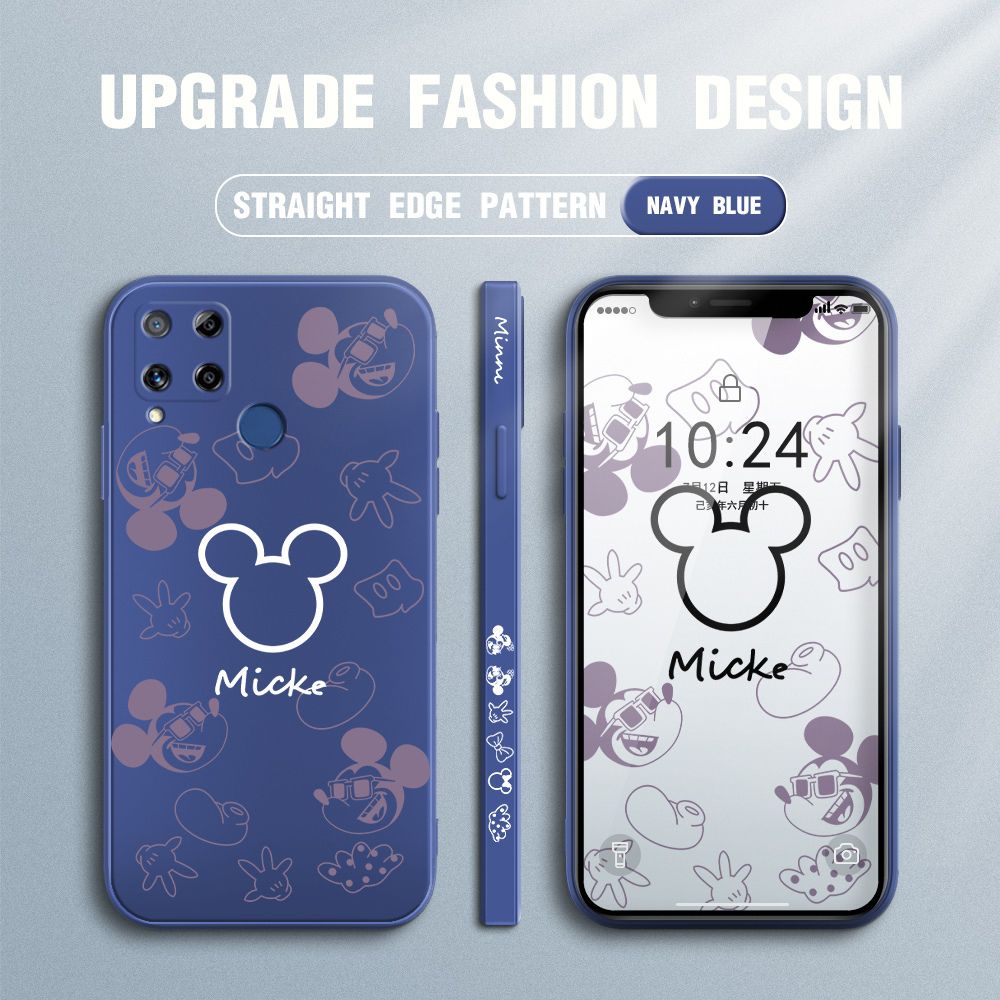 FHKL for Realme C15 Back Cover Mickey Print Side design Soft Case Multicolor Liquid Silicone Phone Cases