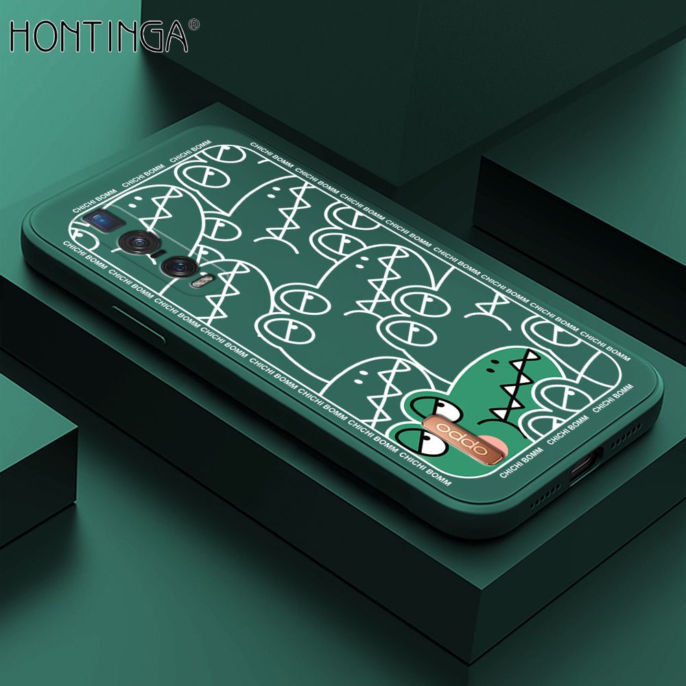 Hontinga for OPPO Find X2 Pro Case Cartoon Crocodile Alligator Phone Case Phone Case Soft Square Edge Silicone Cases Full Lens Cover Shockproof Protection Cover