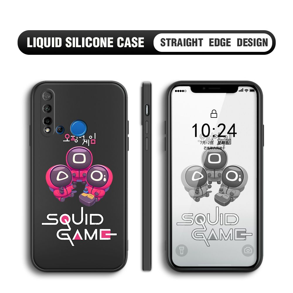 UCUC for Huawei Nova 5i Case Cute Cartoon Cute Squid Character Phone Cover Square Liquid Silicone Shockproof Phone Protective Case