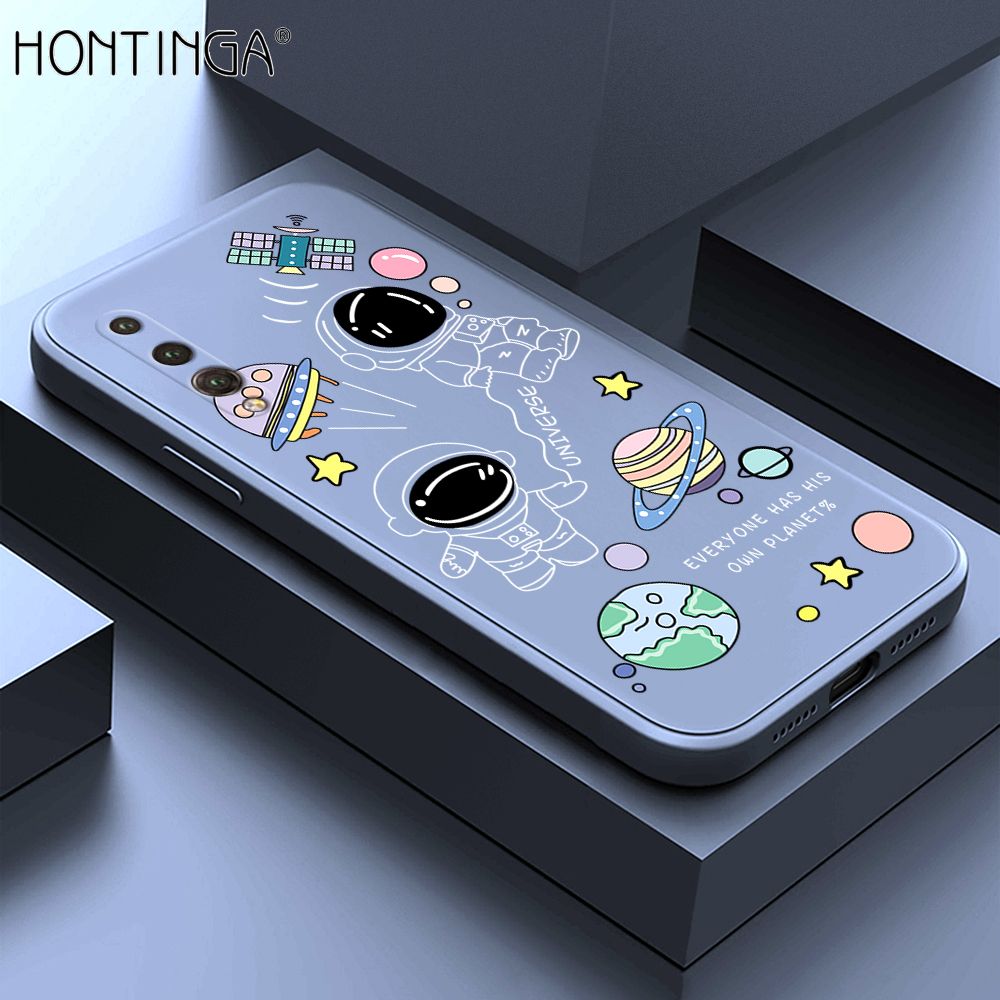 Hontinga for Huawei P20 Pro Case Fashion Earth Planet Astronaut Phone Case Soft Square Edge Silicone Cases Full Lens Cover Shockproof Protection Cover