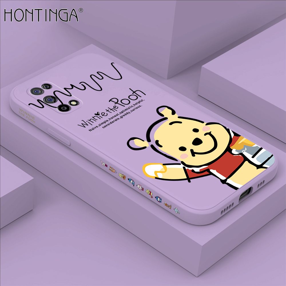 Hontinga for Realme 7 5G Case Side Design Hello Little Bear Back Cover Soft Square Edge Pattern Liquid Silicone Trend Phone Cases