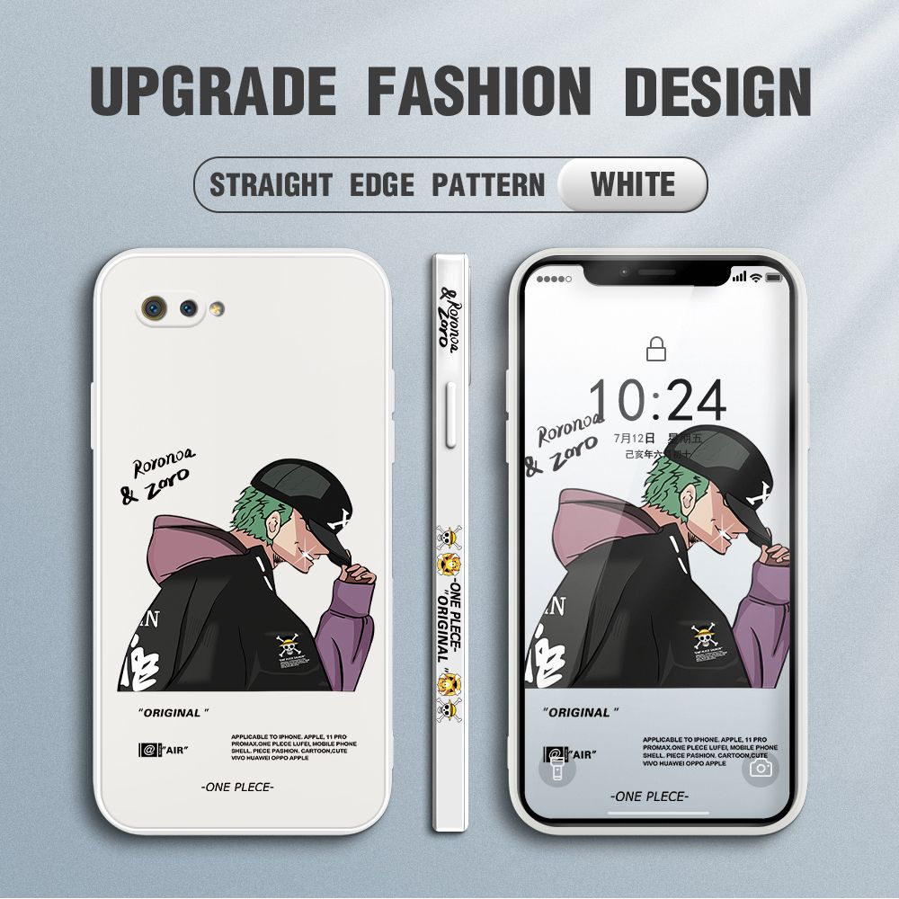 Jizetin for Realme C2 Case Anime One Piece Roronoa Zoro Side Design Phone Case Ultra Soft Edge Pattern Liquid Silicone Phone Cases