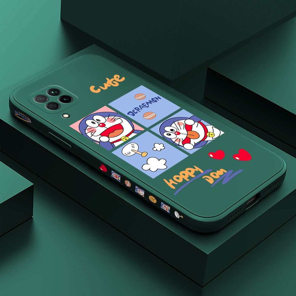 Hontinga for Huawei Nova 7I Case Side Design Cartoon Cute Cat Back Cover Soft Square Edge Pattern Liquid Silicone Trend Phone Cases