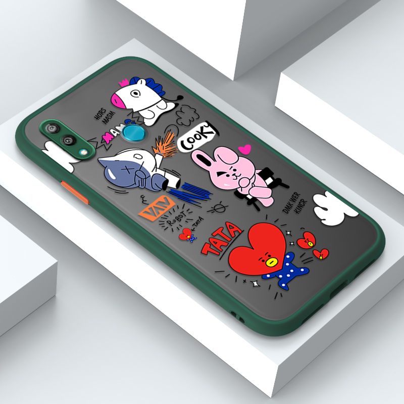 Jizetin for Huawei Y7 2019 Cover BTS Animation Image Soft Edge Frosted Transparent Phone Case