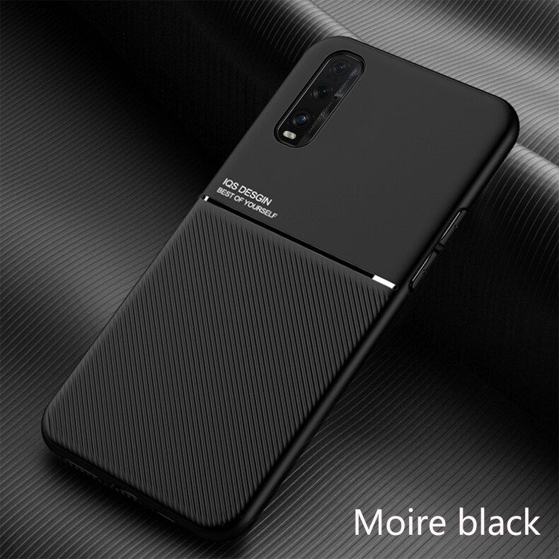 For Oppo Find X2 Fashionable New Style Moire Embedded Iron Plate Ring-free Bracket Phone Case (Compatible with Magnetic Car)