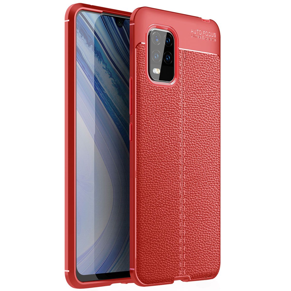 Shockproof Case For Xiaomi Mi 10 Lite Leather Texture Soft Silicone Phone Back Cover