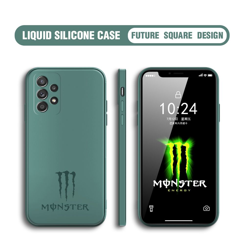 Hontinga for Samsung Galaxy A52S 5G Case Fashion Monster Energy Silicone Square Edge Phone Cases Full Cover Camera Shockproof Protection Rubber Case