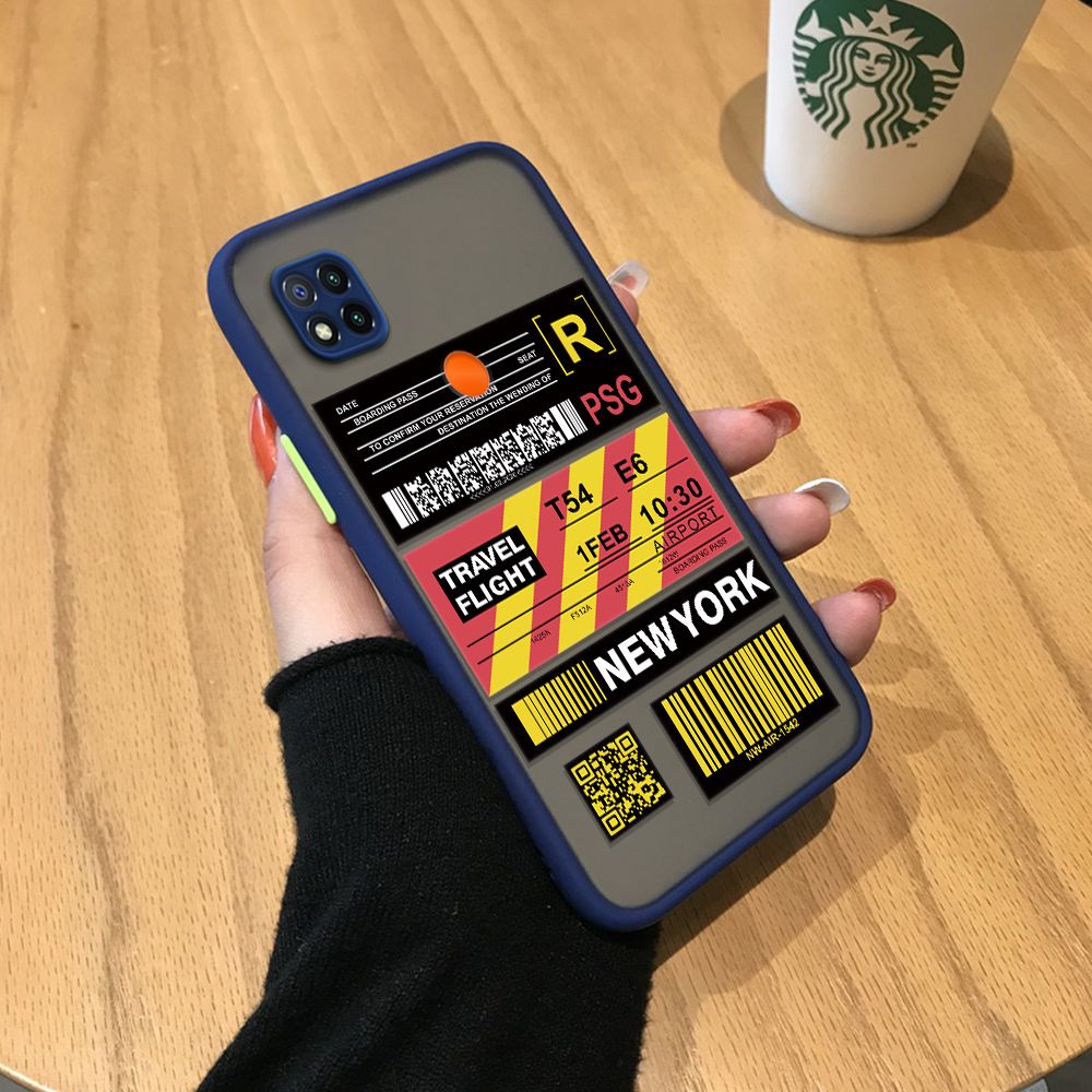 Jizetin for Redmi 9C / Redmi 10A Back Cover Stripe Air Ticket Mobile Phone Case Ultra Thin Full Lens Protection Phone Case for Boy