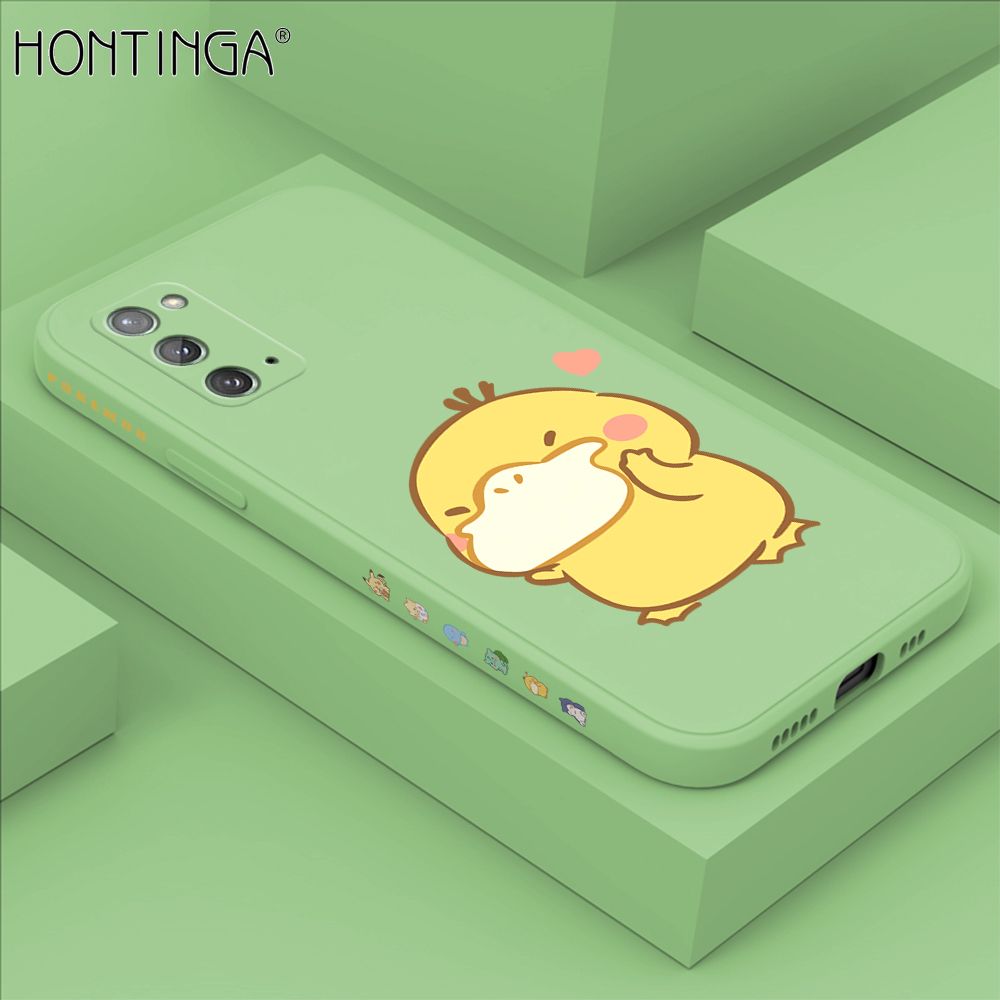 Hontinga for Samsung Note 20 Case Side Design Trendy Cartoon Sign Back Cover Soft Square Edge Pattern Liquid Silicone Phone Cases