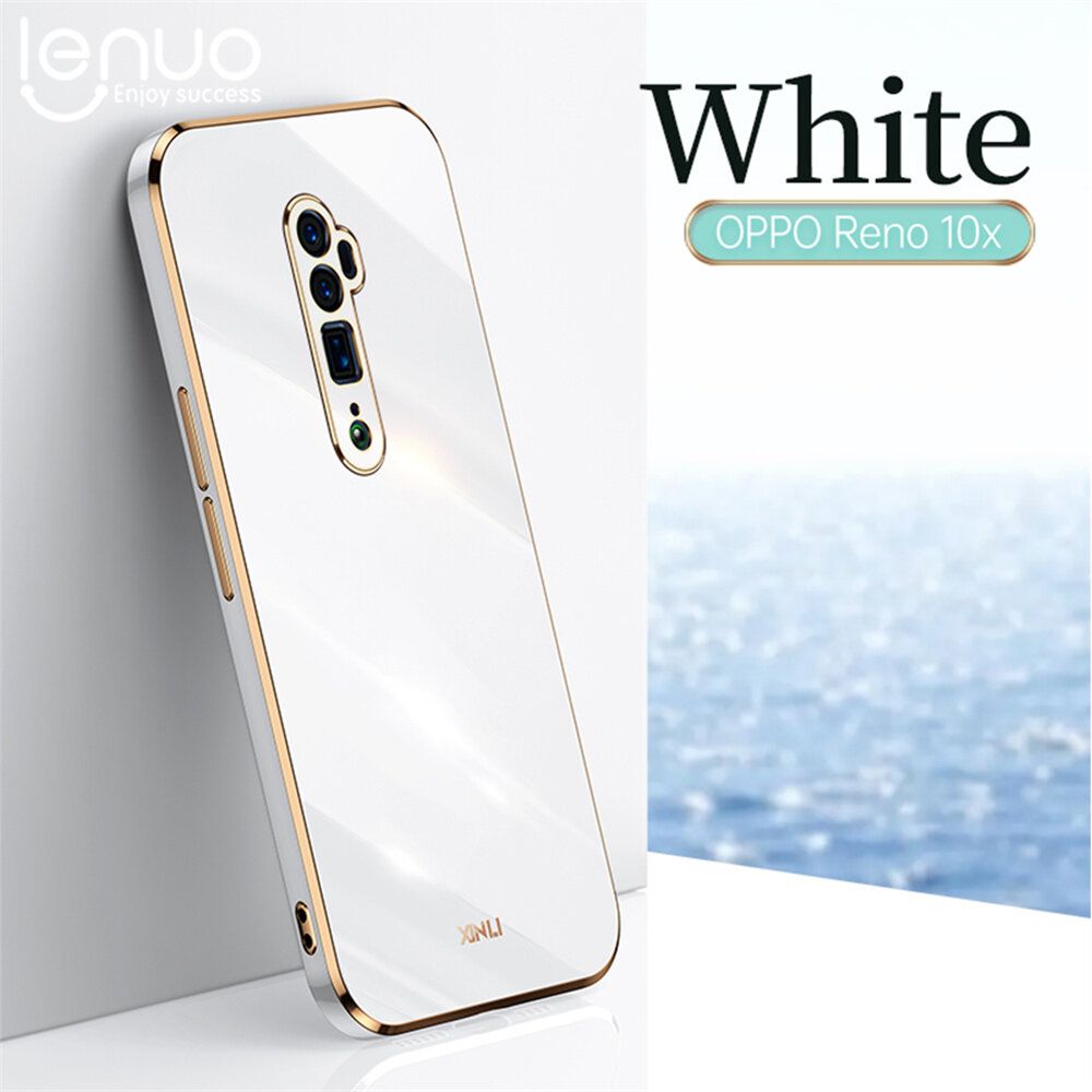 Lenuo Luxury 6D Plating Soft Casing Silicone Square Frame Phone Case For Oppo Reno 10x zoom Phone Case Shiny Bling Back Cover Coque