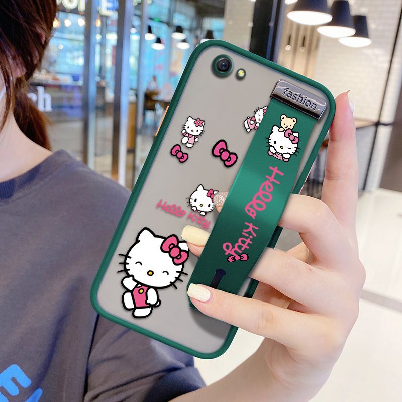 UCUC for OPPO R9S Wrist Strap Case Lovely KT Cat Wristband Printing Cover Shockproof Ultra Thin Phone Case