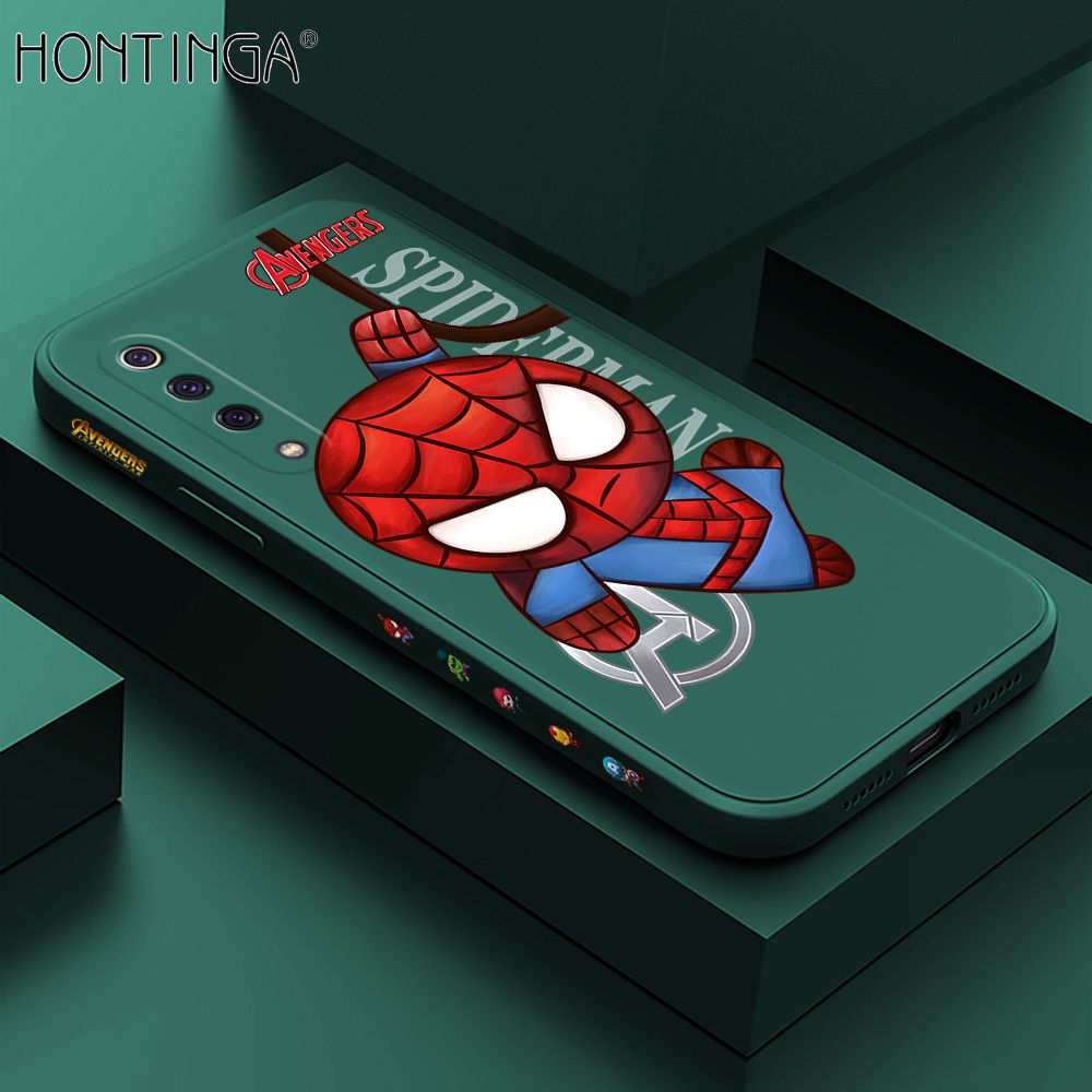 Hontinga for Xiaomi 9SE Case Side Design Cartoon Little Spider Back Cover Soft Square Edge Pattern Liquid Silicone Trend Phone Cases