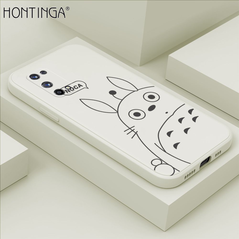 Hontinga for Realme X7 Pro 5G Case Cartoon Cute Totoro Pattern Back Cover Soft Square Edge Liquid Silicone Phone Cases