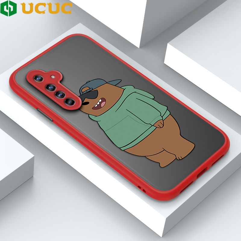 UCUC for Realme 6 Pro Back Cover Sunglasses Bear Frosted Transparent Hard Phone Case Thin Shockproof Full Cover Camera Protect Case