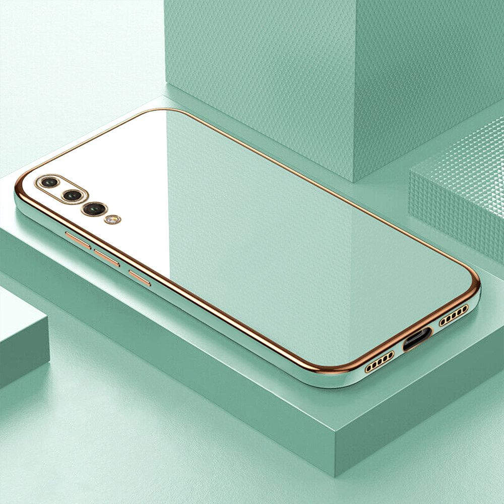 Luxury 6D Plating Soft Casing Silicone Square Frame Phone Case For Huawei P20 Pro Case Shiny Bling Back Cover + Free Lanyard