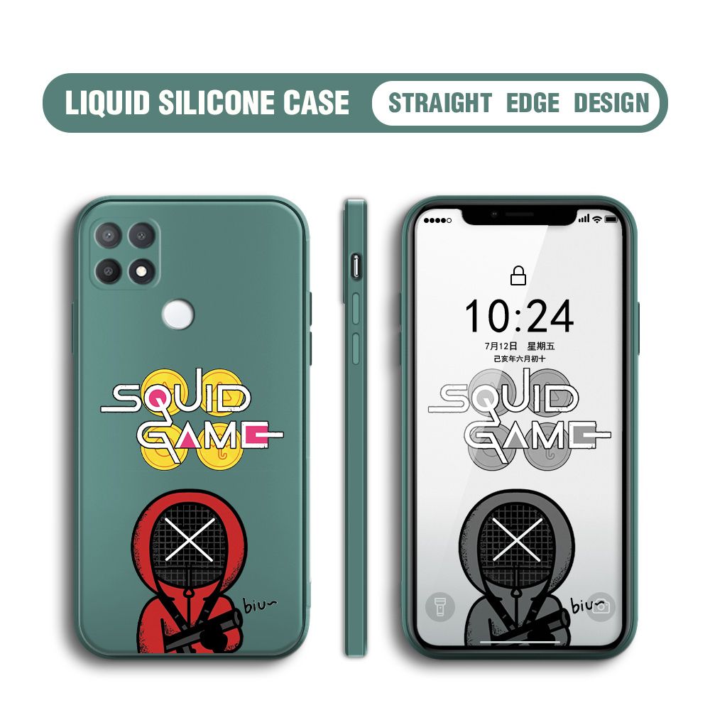 Jizetin for OPPO A15S / A15 Case Fashion Cartoon Judge Role Phone Cover Square Liquid Silicone Trend Phone Case