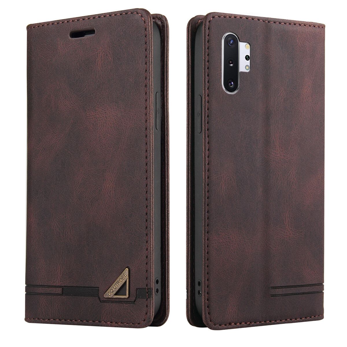 Retro Leather Wallet Foldable Built-in Card Slot and Magnetic Closure Protective Cover For Samsung Galaxy Note10+ / Samsung Galaxy Note10 Plus Phone Cover Case