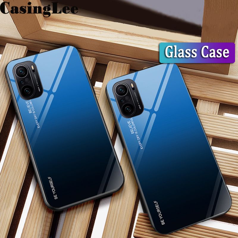 Casinglee For Redmi Note 10 5G case Gradient Tempered Glass Protector Phone case for Mi Redmi Note 10 5G Phone Case Cover
