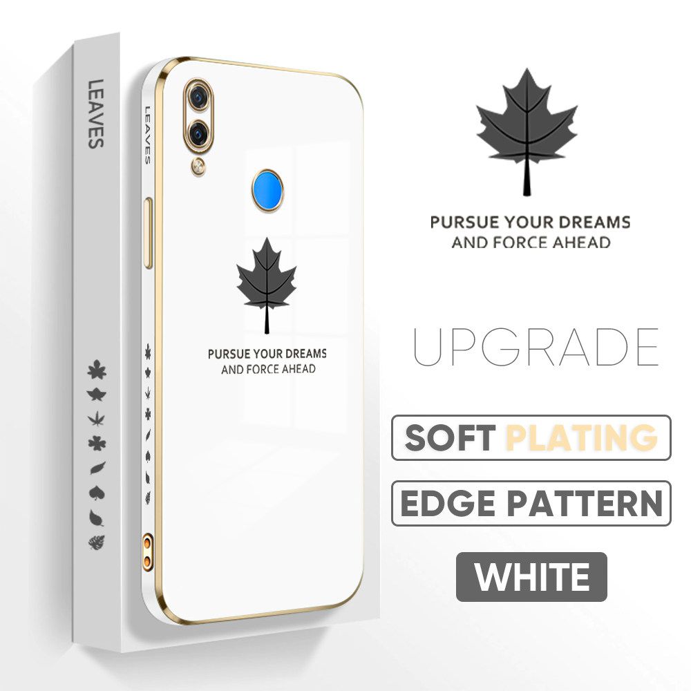 TA for Huawei Nova 3i P Smart Plus Back Cover + Free Lanyard Maple Leaf Luxury 6D Plating Case Side Pattern Soft Silicone Square Phone Cases